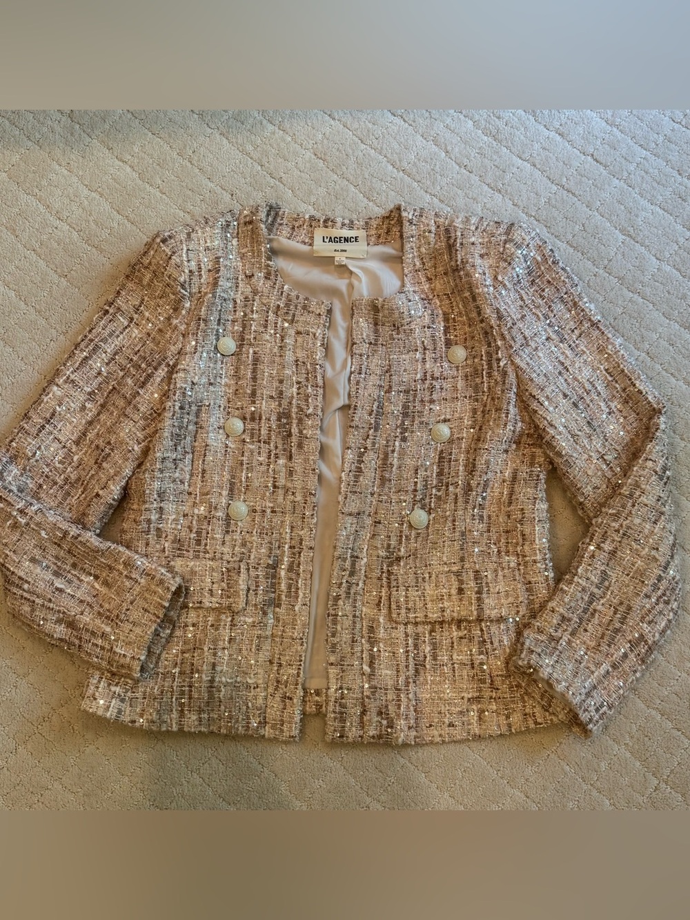 L’Agence Beige Tweed Jacket